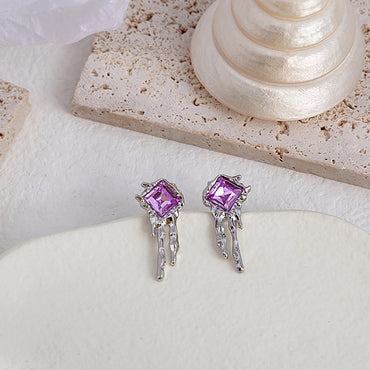 1 Pair Lady Heart Shape Plating Inlay Alloy Artificial Gemstones Drop Earrings