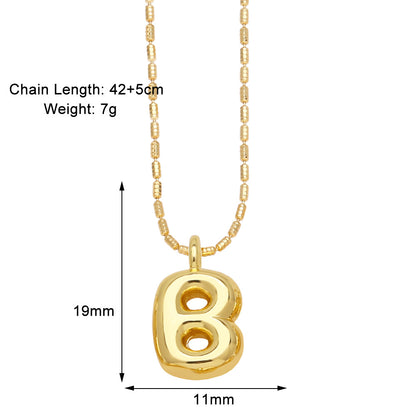 Copper Gold Plated Simple Style Letter Pendant Necklace