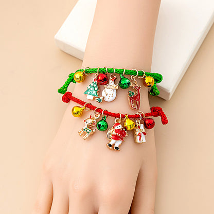 Cartoon Style Christmas Tree Santa Claus Bell Plastic Beaded Enamel Christmas Women's Bracelets