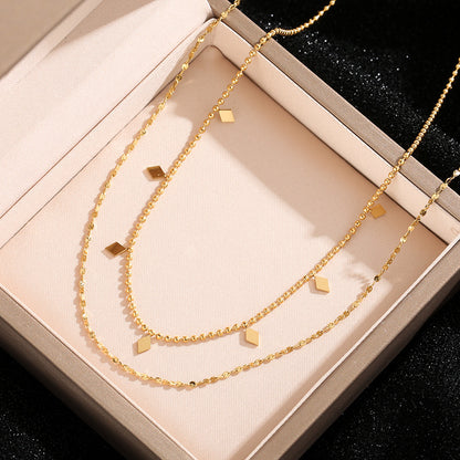 Wholesale Basic Classic Style Geometric Titanium Steel Plating Layered Necklaces