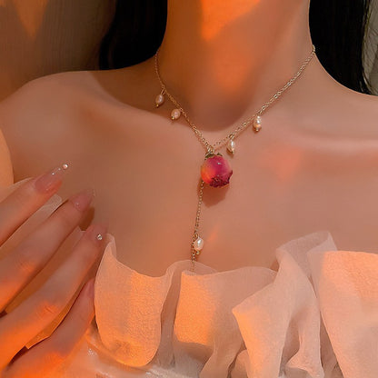 Fashion Flower Pearl Alloy Wholesale Pendant Necklace