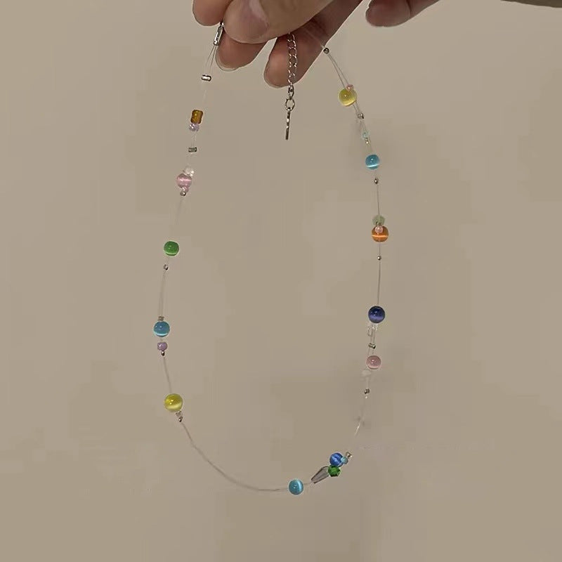 Sweet Geometric Opal Beaded Women's Necklace