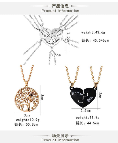 New Love Stitching Letters Dripping Oil Hollow Tree Alloy Pendant Necklace