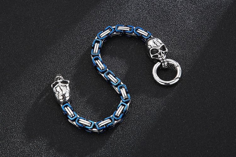 New Hip-hop Pattern Chain Skull Head Titanium Steel Hollow Thick Bracelet