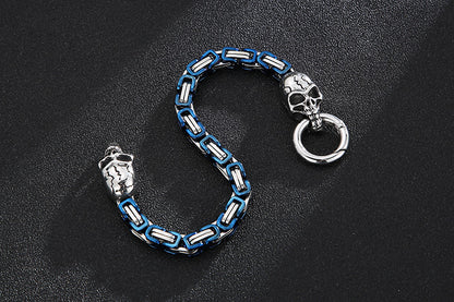 New Hip-hop Pattern Chain Skull Head Titanium Steel Hollow Thick Bracelet