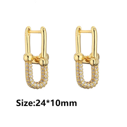 Fashion U Shape Copper Zircon Bracelets Earrings Necklace In Bulk