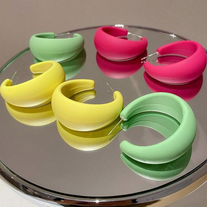 Simple New Candy Color Fluorescent C-shaped Earring