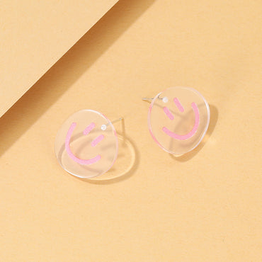 Cartoon Smiley Resin Transparent Smiley Earrings Wholesale Gooddiy