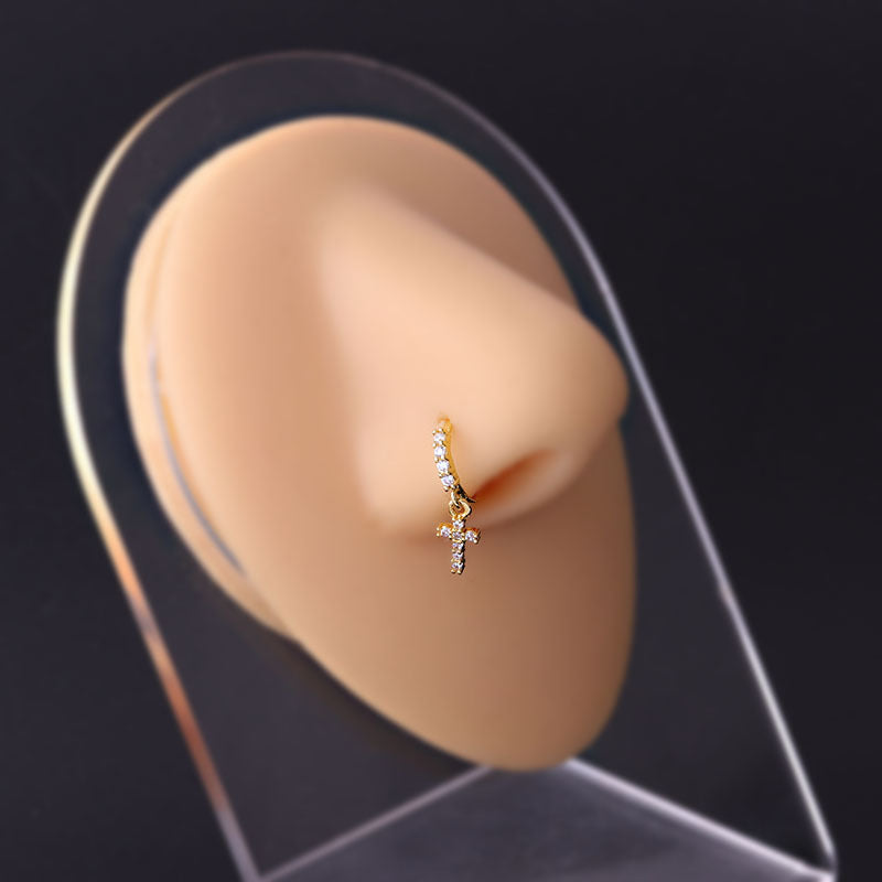 New Nose Ornaments Stars Moon Heart Flowers Cross Zircon Copper Jewelry