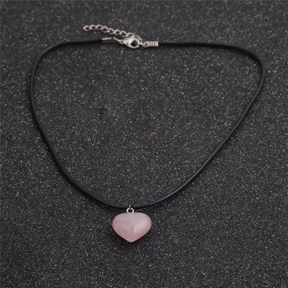 Fashion Pink Crystal Heart Pendant Necklace
