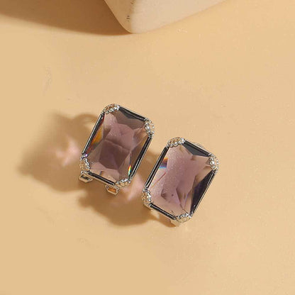 European and American new cold style personality delicate square design earrings copper plated 14K real gold personality delicate earrings women