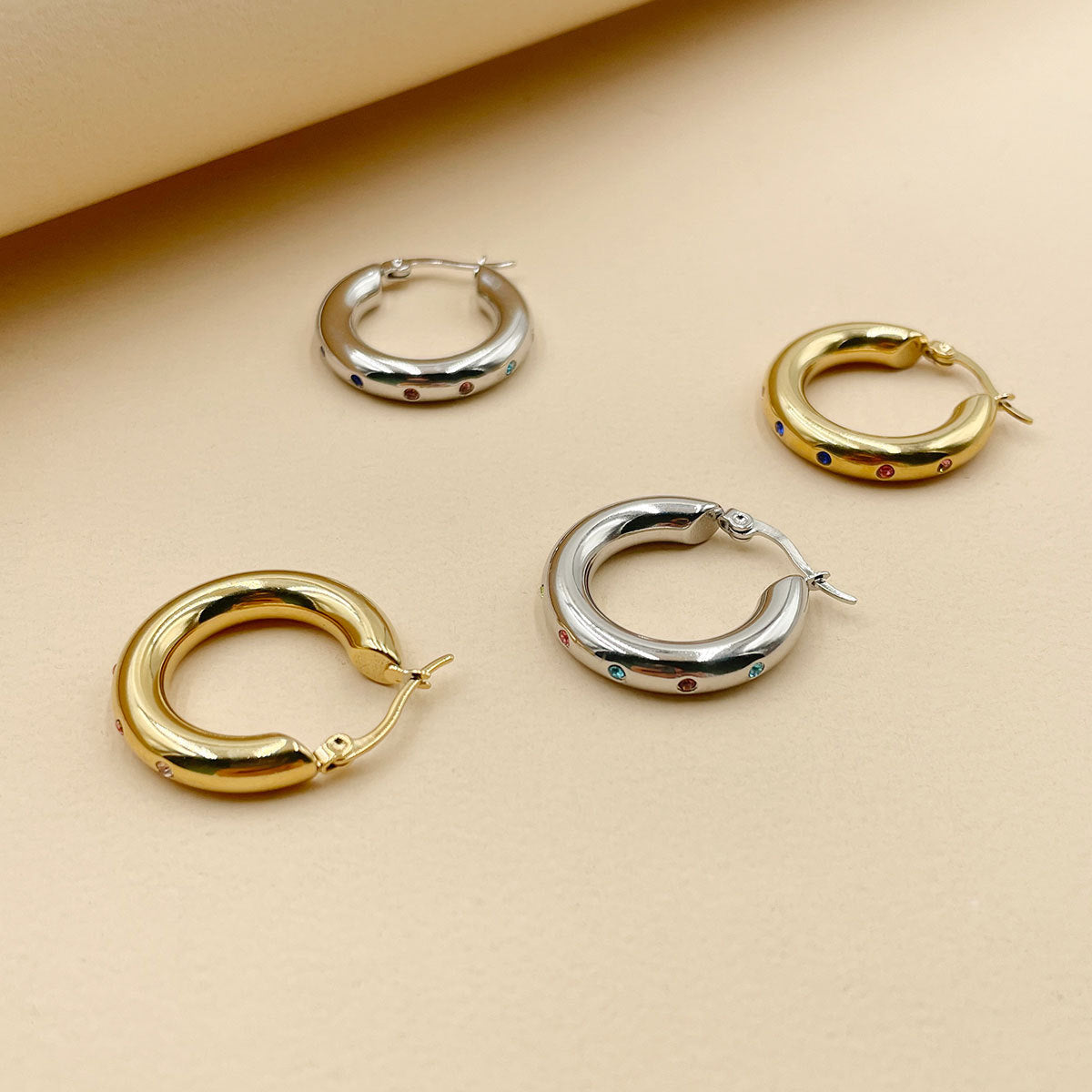 1 Pair Simple Style Circle Stainless Steel Earrings