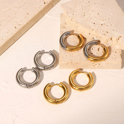 Simple 18k Gold-plated Stainless Steel Jewelry Gold And Silver Hoop Earrings Jewelry