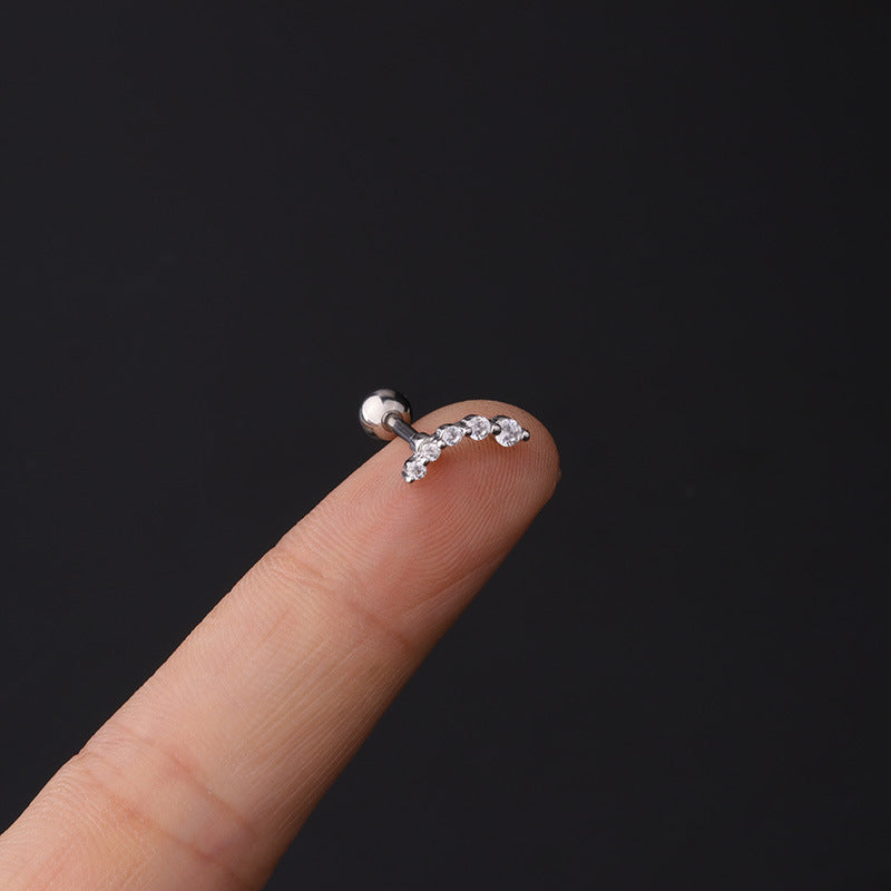 Fashion Geometric Plating Metal Artificial Gemstones Earrings Ear Studs