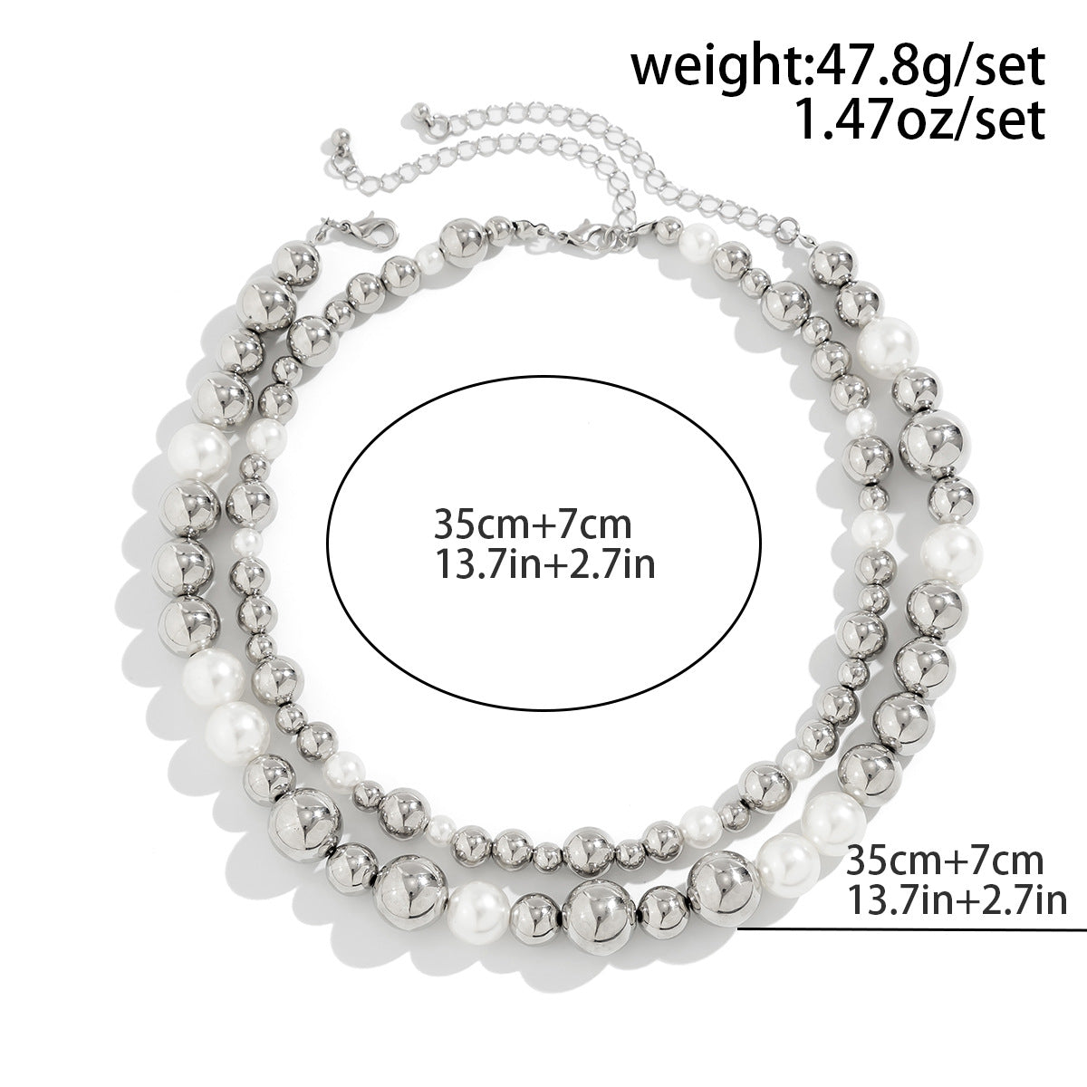 Glam Exaggerated Geometric Ccb Artificial Pearl Beaded Plating Valentine's Day Women's Necklace