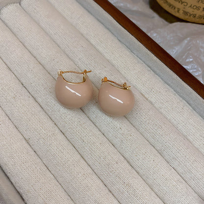 1 Pair Retro Ball Enamel Plating Copper Hoop Earrings