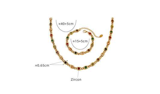 Simple Style Round Copper Plating Inlay Zircon Bracelets Necklace