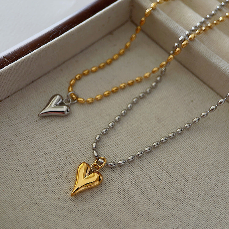 Titanium Steel 18K Gold Plated Simple Style Heart Shape Pendant Necklace