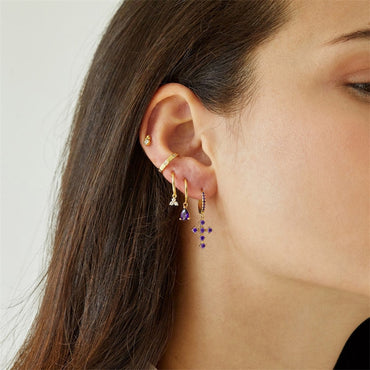 New Water Drop Zircon Earrings Fashion Copper Plated 14k Gold Piercing Jewelry