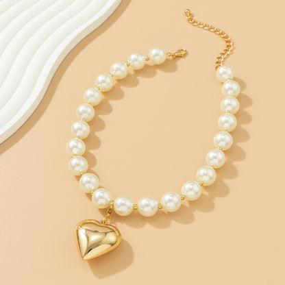 Glam Exaggerated Geometric Ccb Artificial Pearl Beaded Plating Valentine's Day Women's Necklace