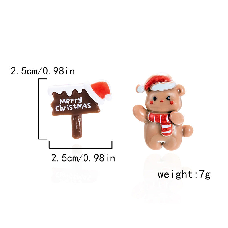 1 Pair Cute Christmas Tree Santa Claus Gingerbread Plating Arylic Ear Studs