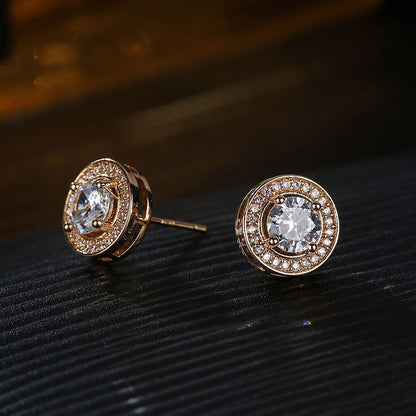 1 Pair Simple Style Commute Round Plating Inlay Copper Zircon Ear Studs