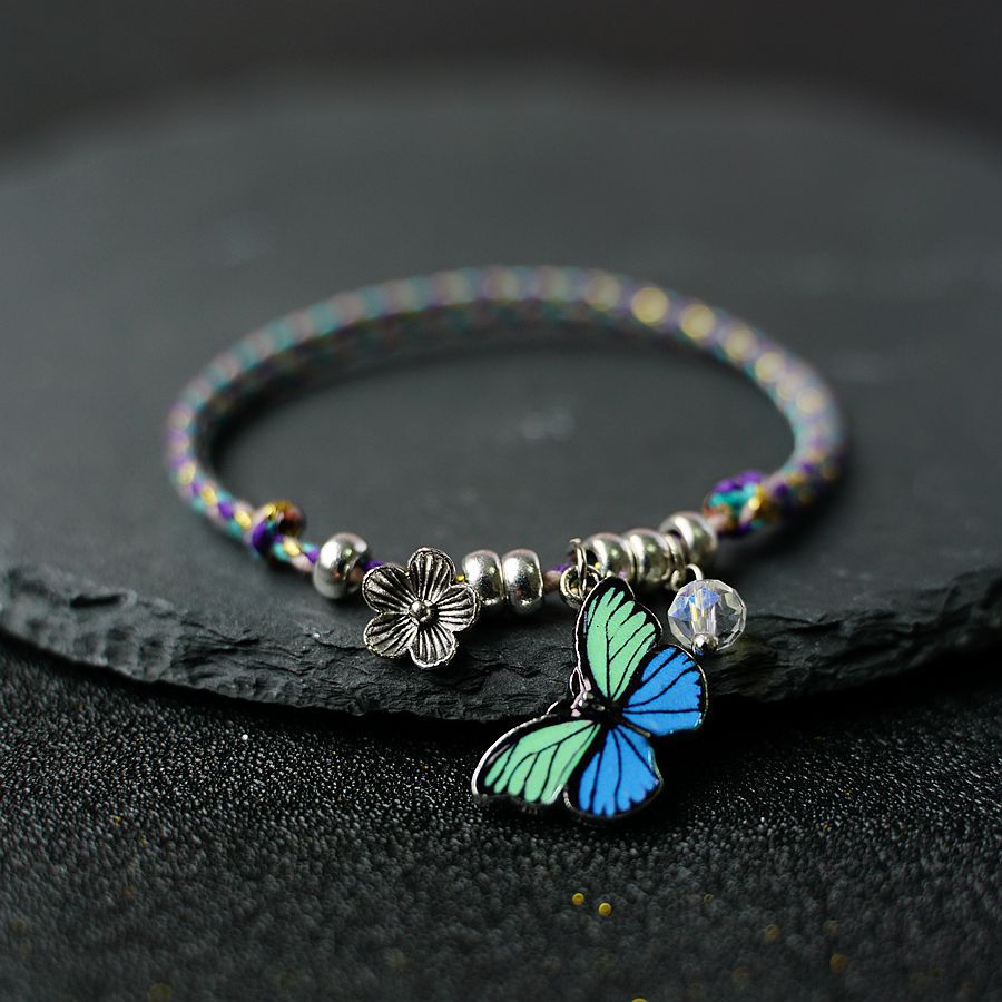 1 Piece Retro Flower Butterfly Alloy Rope Unisex Bracelets