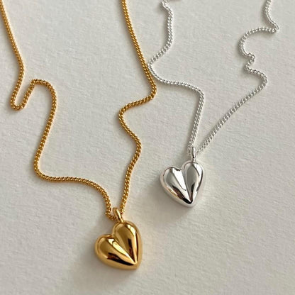 Simple Style Heart Shape Sterling Silver Plating 18k Gold Plated Pendant Necklace