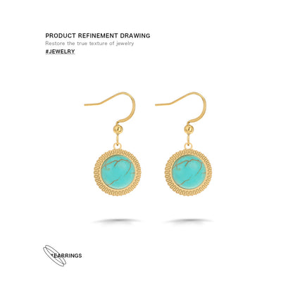 Fashion Geometric Stainless Steel Earrings Plating Turquoise Stainless Steel Earrings