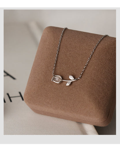 Sweet Tulip Sterling Silver Pendant Necklace