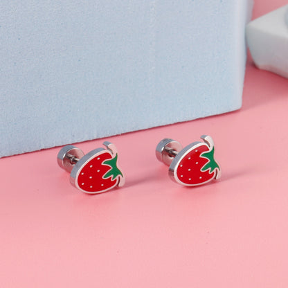 Pastoral Fruit Stainless Steel Plating Ear Studs 1 Pair