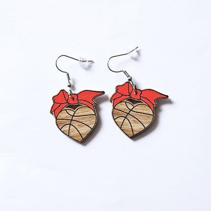 1 Pair Fashion Heart Shape Wood Women's Drop Earrings