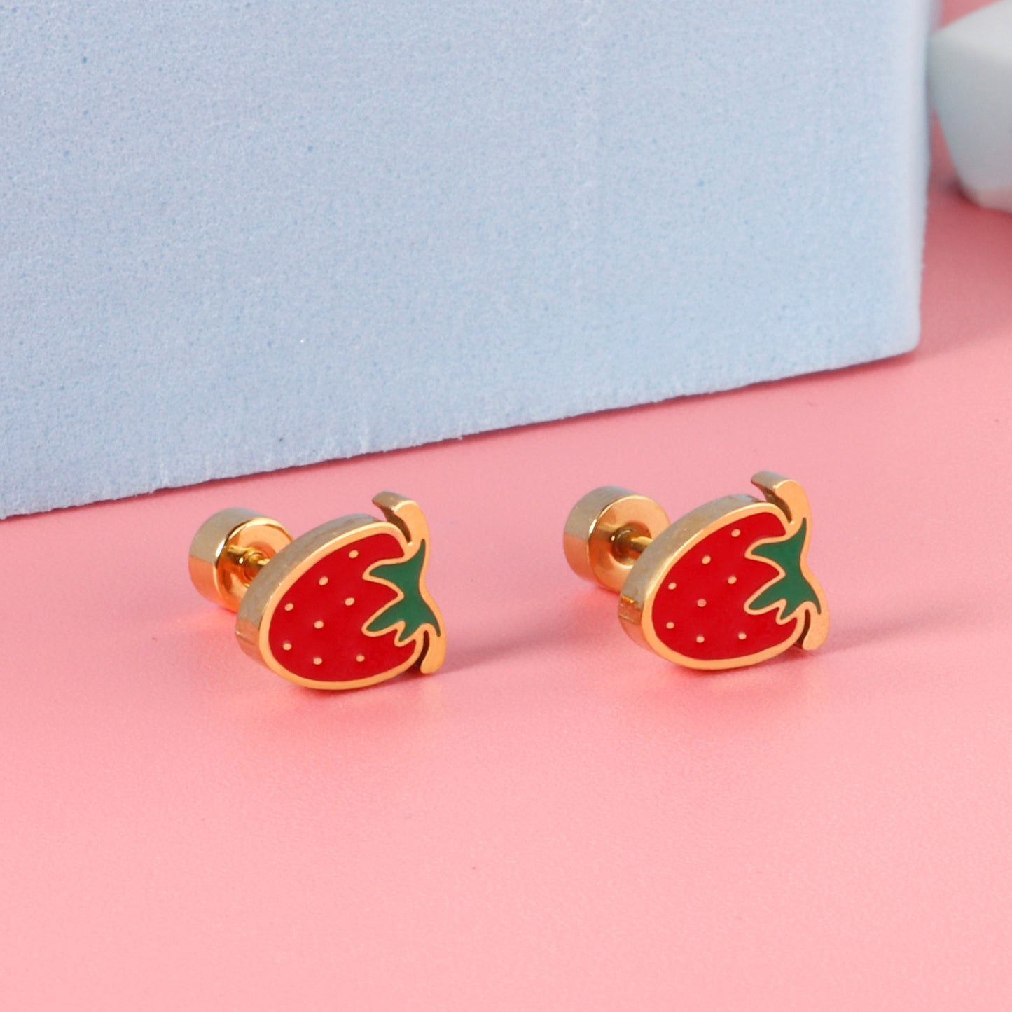 Pastoral Fruit Stainless Steel Plating Ear Studs 1 Pair