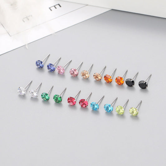 1 Pair Simple Style Round Inlay Sterling Silver Zircon Ear Studs