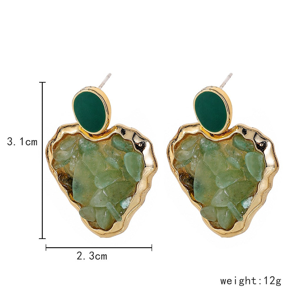 1 Pair Fashion Irregular Heart Shape Alloy Inlay Gravel Women's Drop Earrings