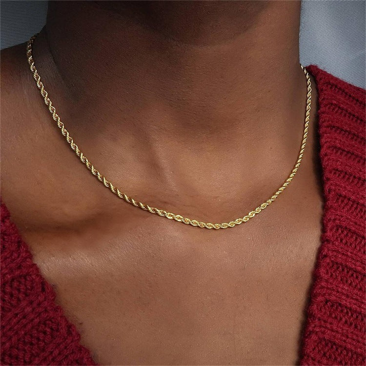 New Fashion Twist Chain 14k Gold Plated Stainless Steel Necklace