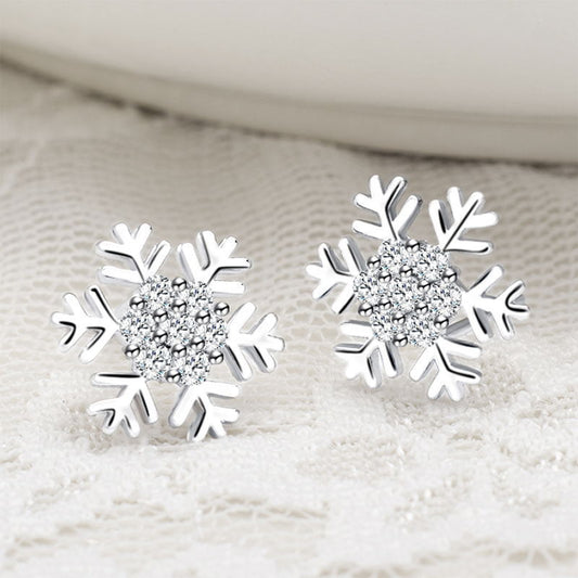 Wholesale Jewelry 1 Pair Simple Style Snowflake Alloy Rhinestones Ear Studs