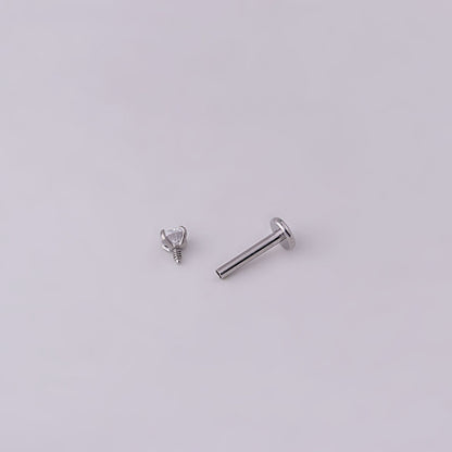 3mm Round Zircon Inner Tooth Lip Nail 6/8/10mm Stainless Steel Piercing Jewelry