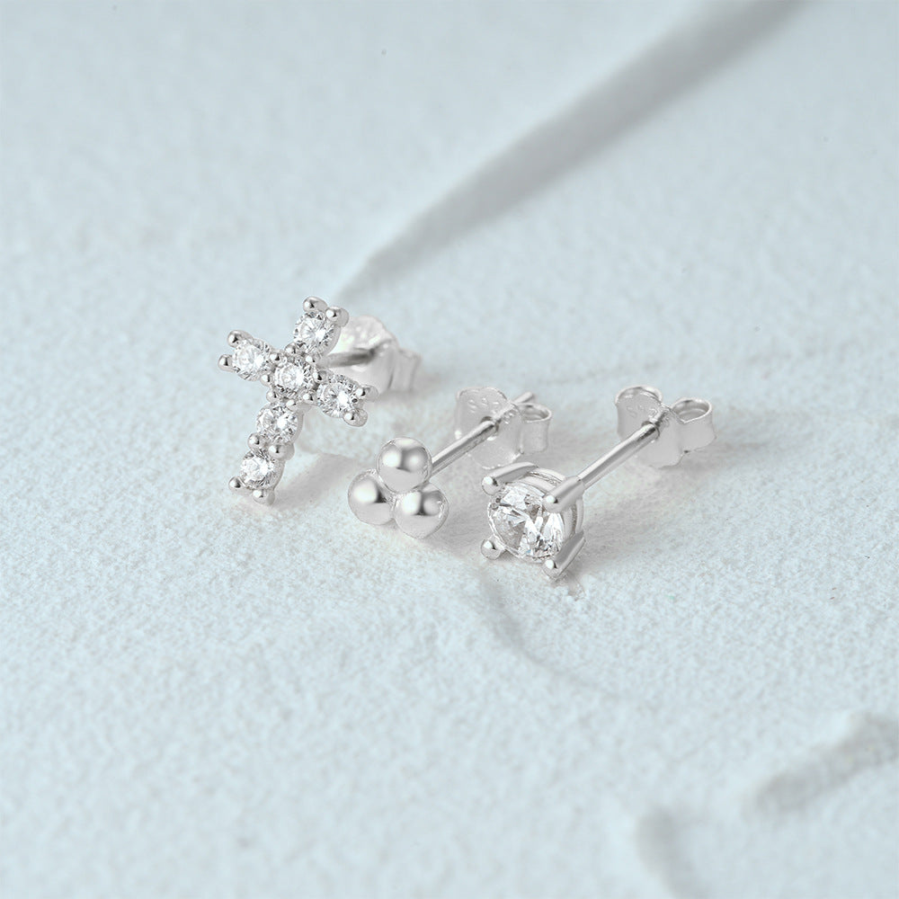 1 Set Simple Style Star Butterfly Plating Sterling Silver Ear Studs