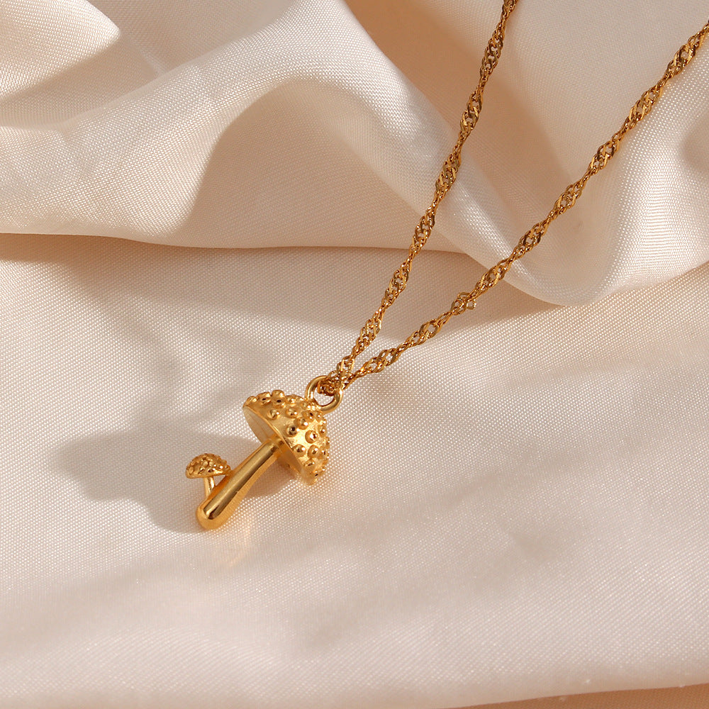 Cute Mushroom Stainless Steel Plating Gold Plated Necklace