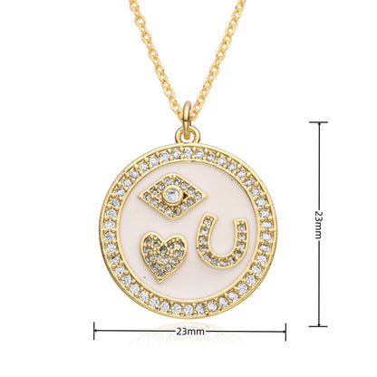 Copper Retro Classic Style Eye Plating Inlay Zircon Pendant Necklace