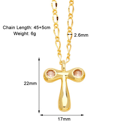 Simple Style Letter Copper Plating Inlay Zircon Pendant Necklace