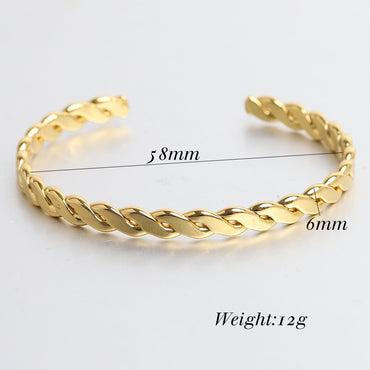 Simple Style Solid Color Stainless Steel Plating Gold Plated Bangle