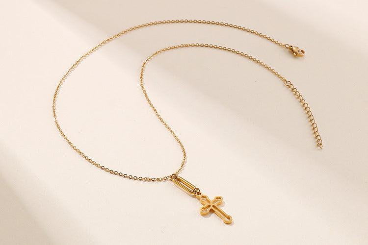 Fashion Long Cross Necklace Earrings Clavicle Chain Jewelry Set