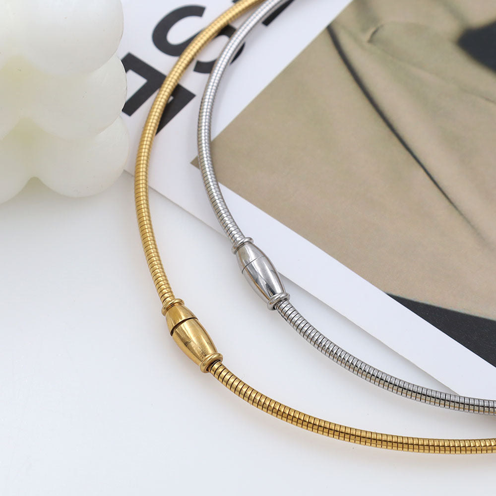 Modern Style Round Stainless Steel Titanium Steel Plating Choker