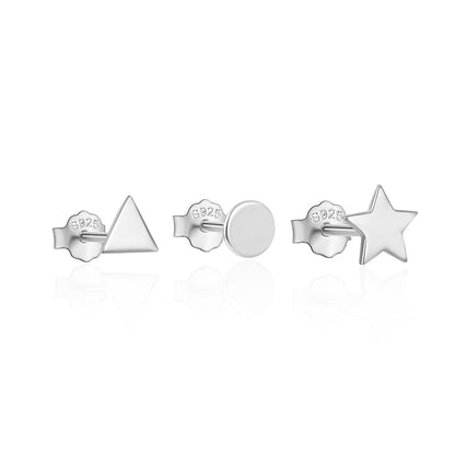 1 Set Simple Style Star Butterfly Plating Sterling Silver Ear Studs