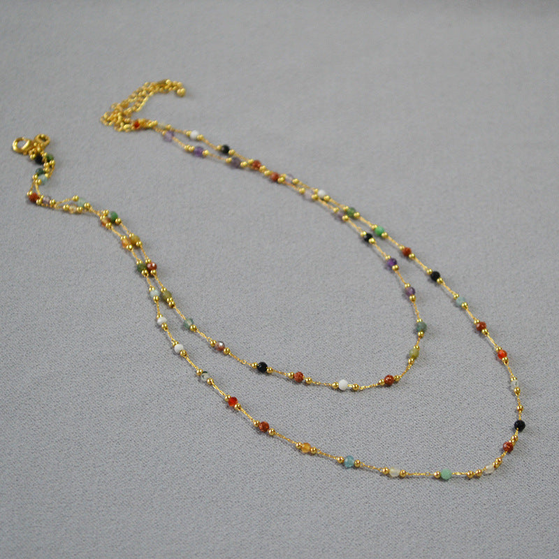 Bohemian Geometric Natural Stone Mixed Materials Necklace 1 Piece