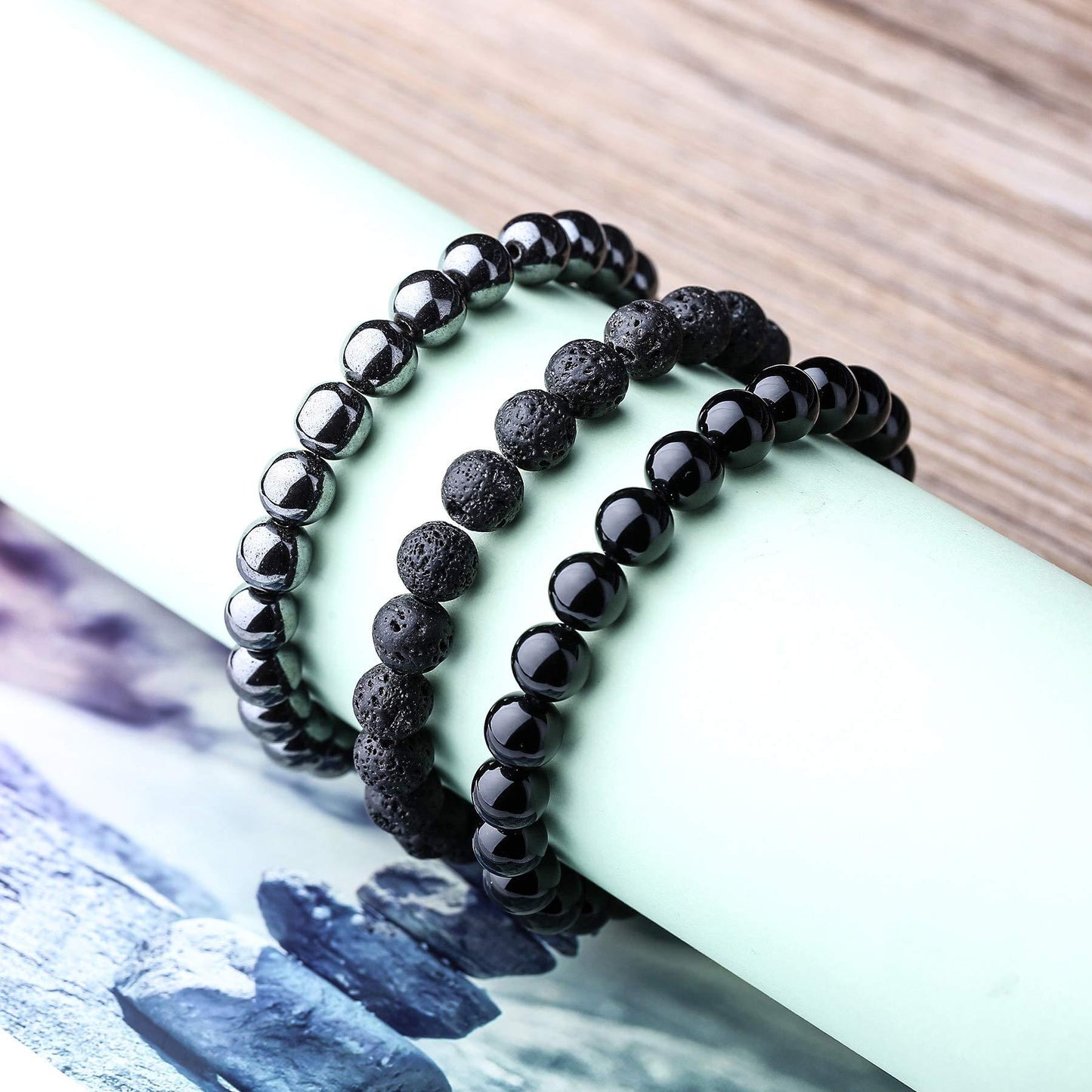 Ethnic Style Solid Color Natural Stone Agate Beaded Bracelets