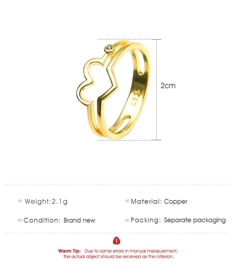 Simple Fashion Geometry Pattern Hollow Love Ring