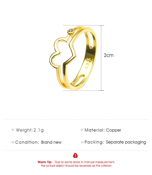 Simple Fashion Geometry Pattern Hollow Love Ring